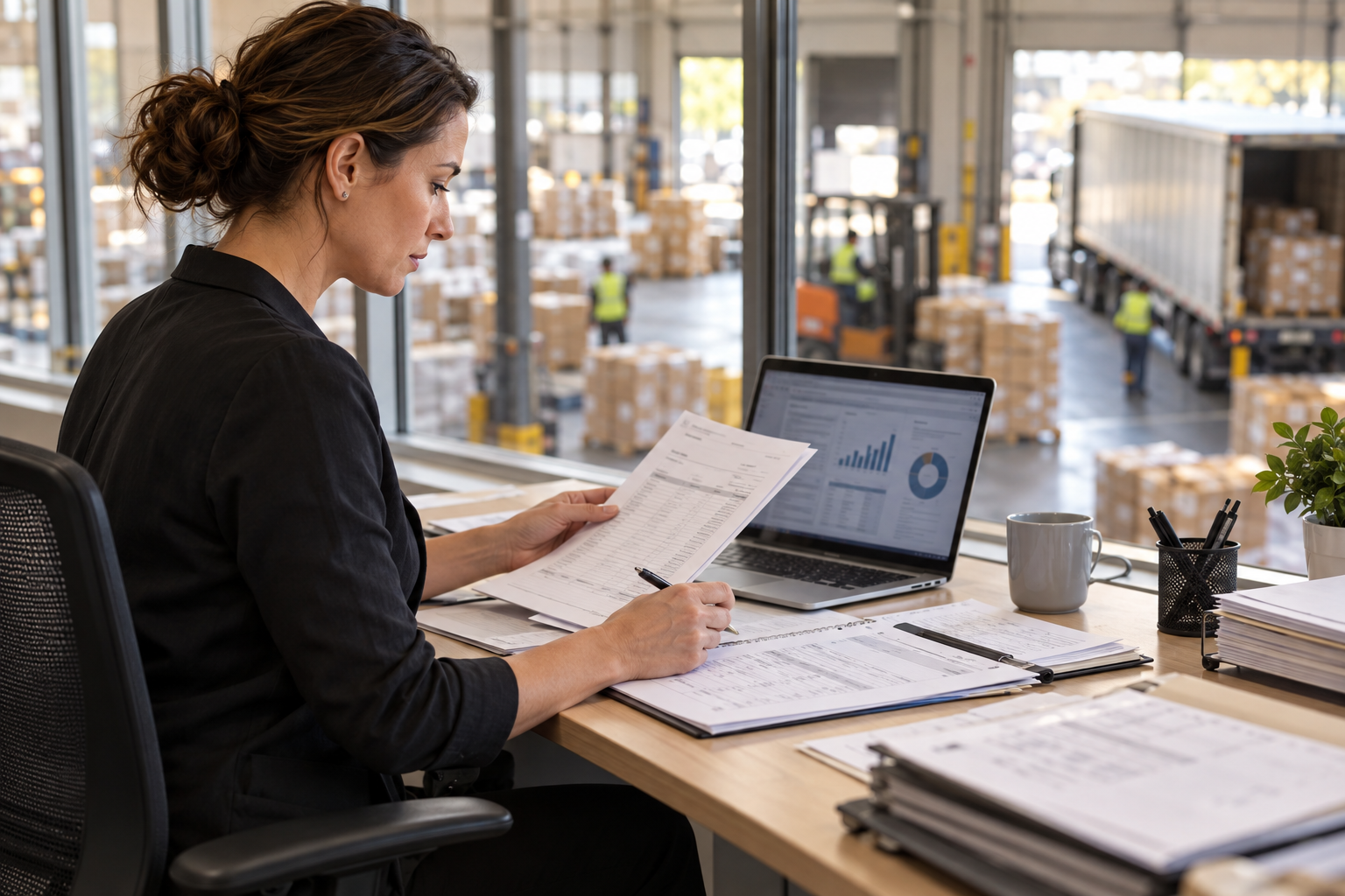 Reviewing operational paperwork in a logistics environment